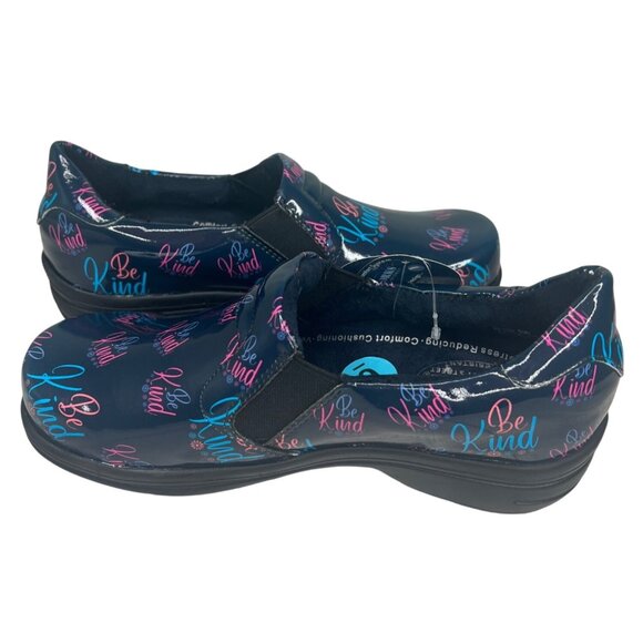 Easy Works By Easy Street Slip-Resistant "Be Kind" Clogs Shoes Navy & Pink 6W - Picture 10 of 14